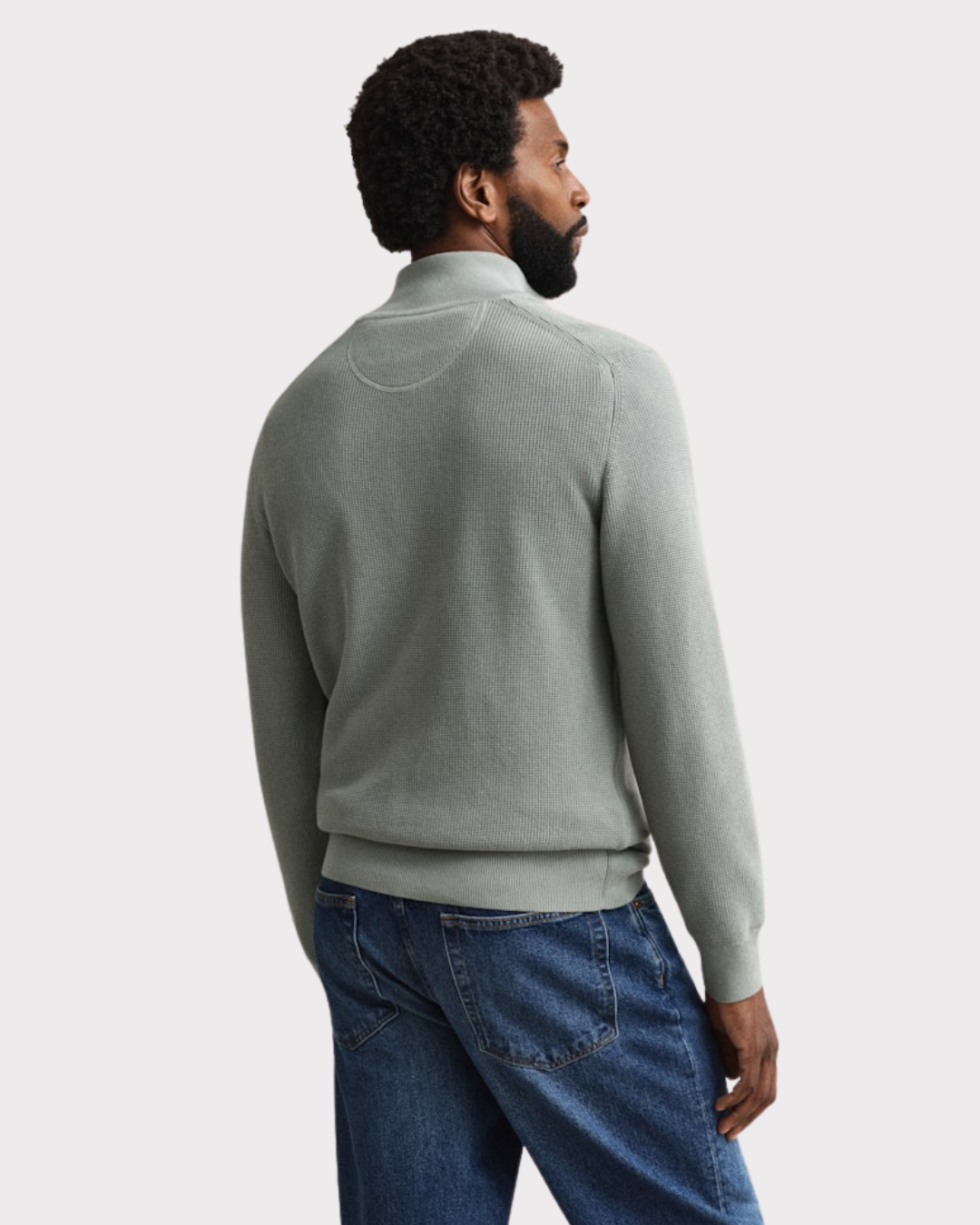 Micro Textured Cotton Half Zip-Genser-Gant-Aandahls