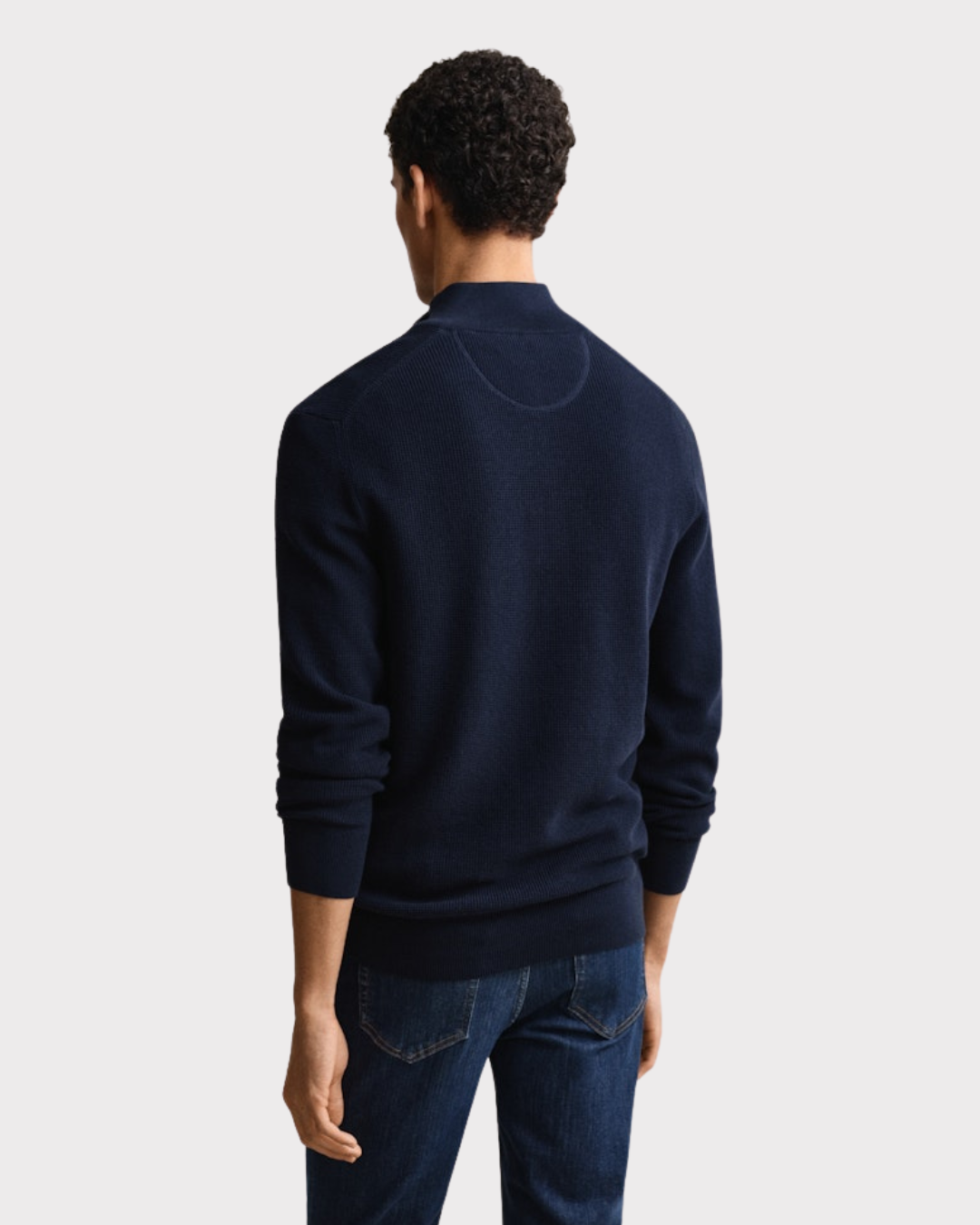 Micro Textured Cotton Half Zip-Genser-Gant-Aandahls