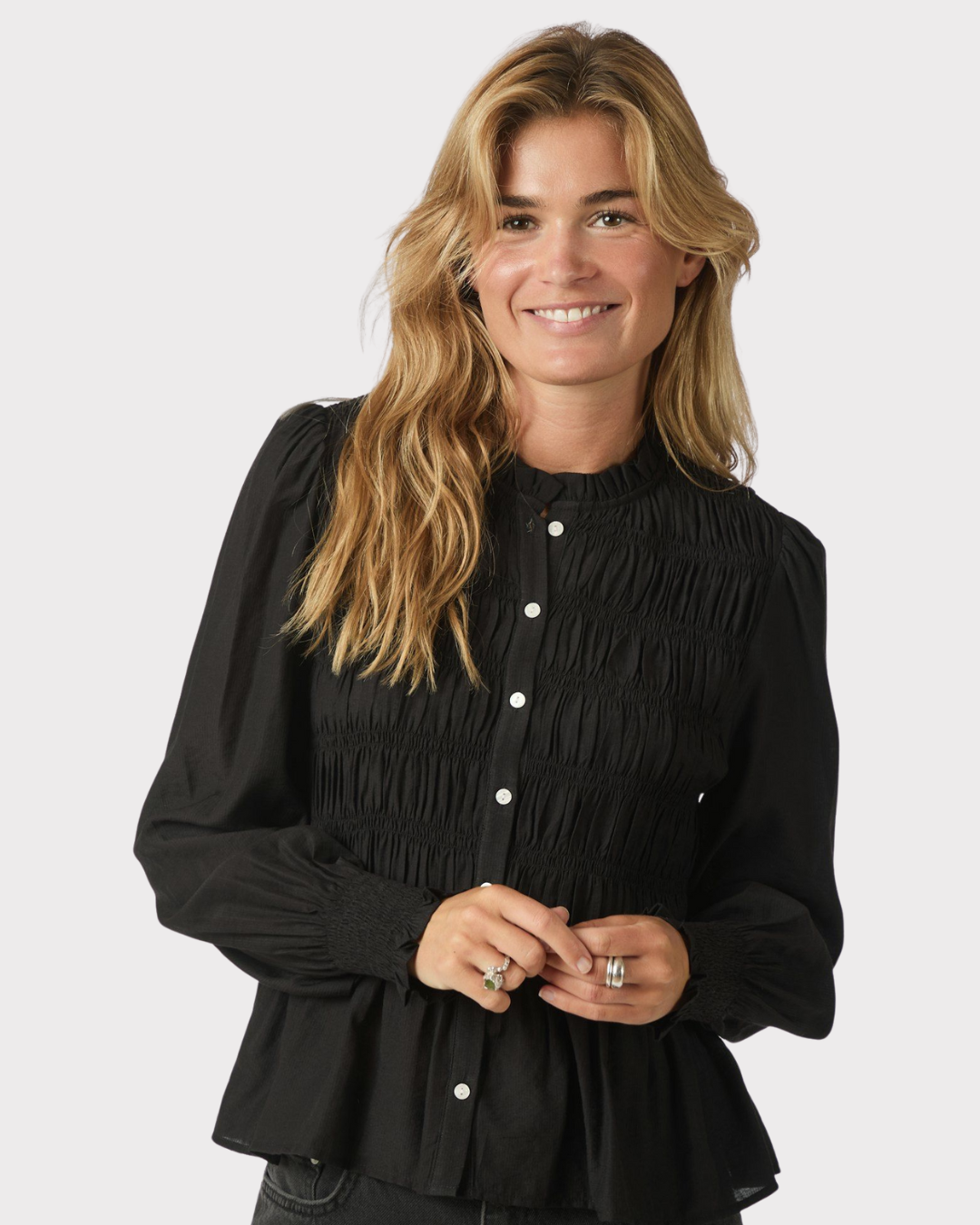 Mocca smock blouse-Overdel-Neo Noir-Aandahls