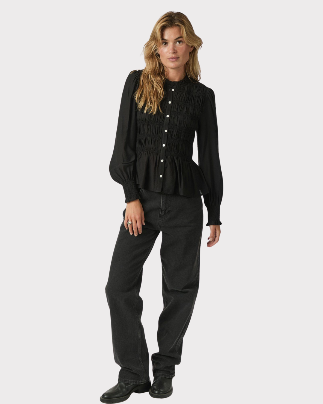 Mocca smock blouse-Overdel-Neo Noir-Aandahls