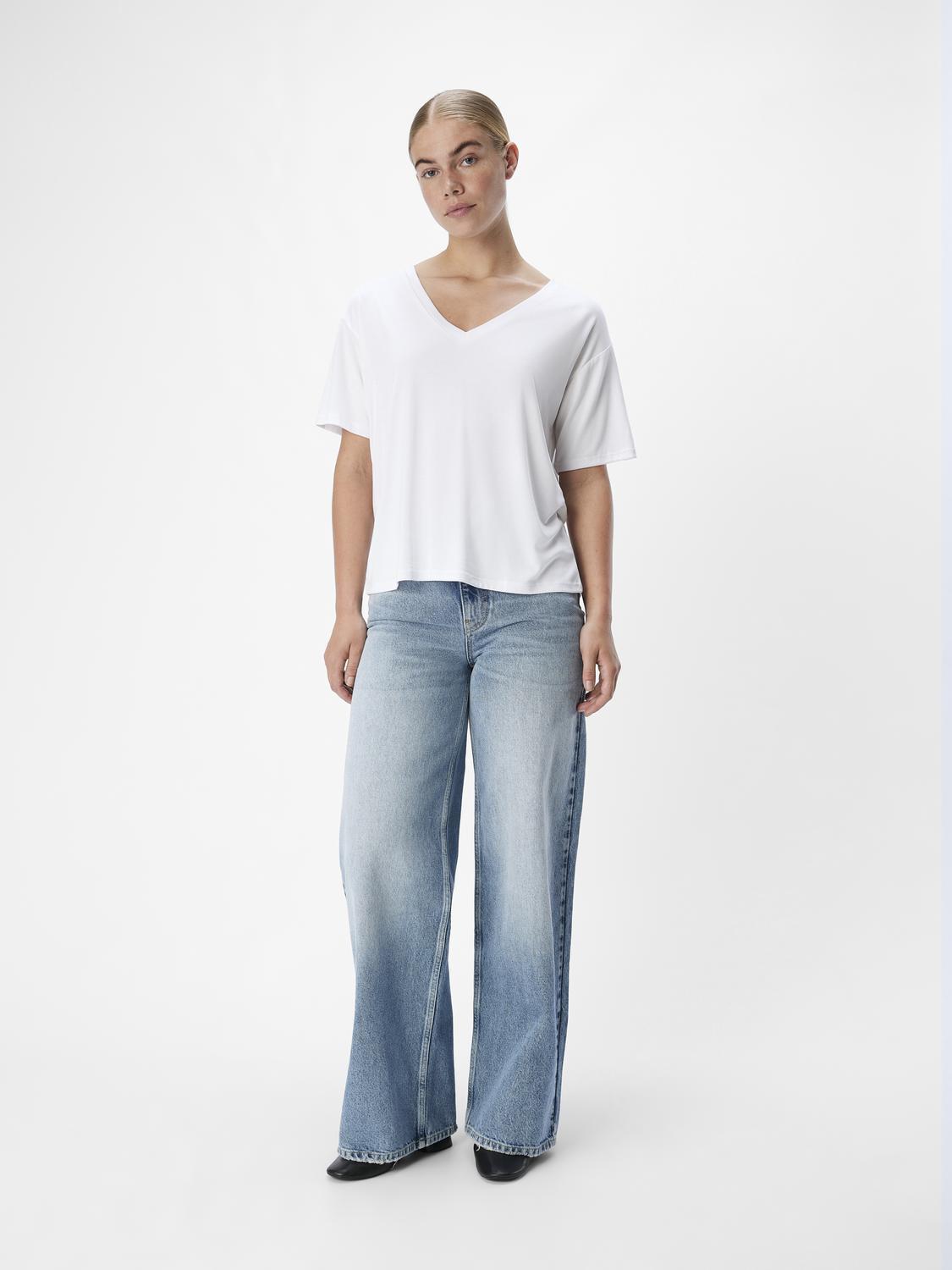 OBJANNIE RE S/S V-NECK TOP NOOS-Topp-OBJECT-Aandahls