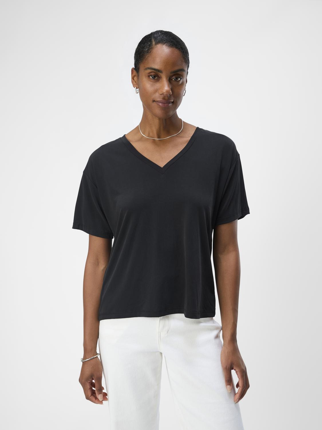 OBJANNIE RE S/S V-NECK TOP NOOS-Topp-OBJECT-Aandahls