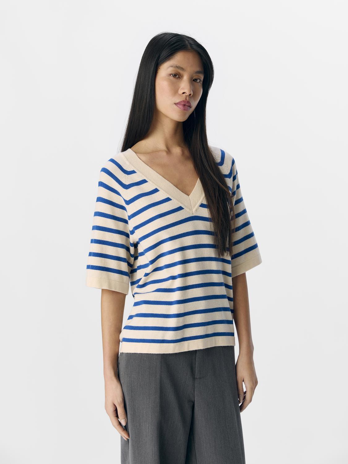 OBJTHESS 2/4 LO V-NECK KNIT TOP NOOS-Genser-OBJECT-Aandahls