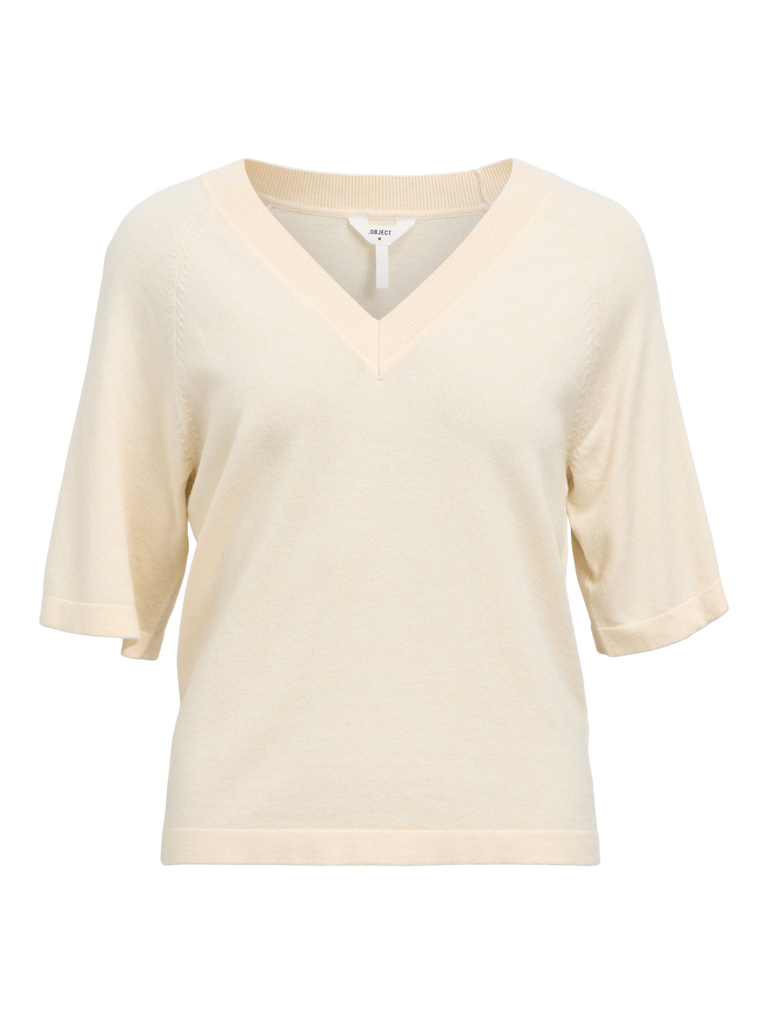 OBJTHESS 2/4 LO V-NECK KNIT TOP NOOS-Genser-Object Collectors Item-Aandahls