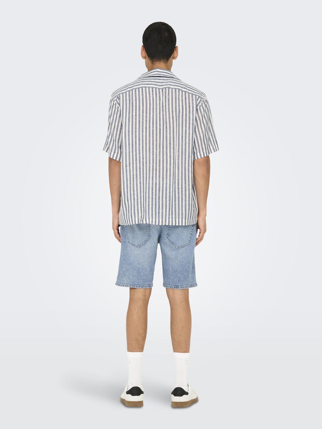 ONSSEPPO STRIP SS LINEN BLEND SHIRT 0311-Skjorte-Only & Sons-Aandahls