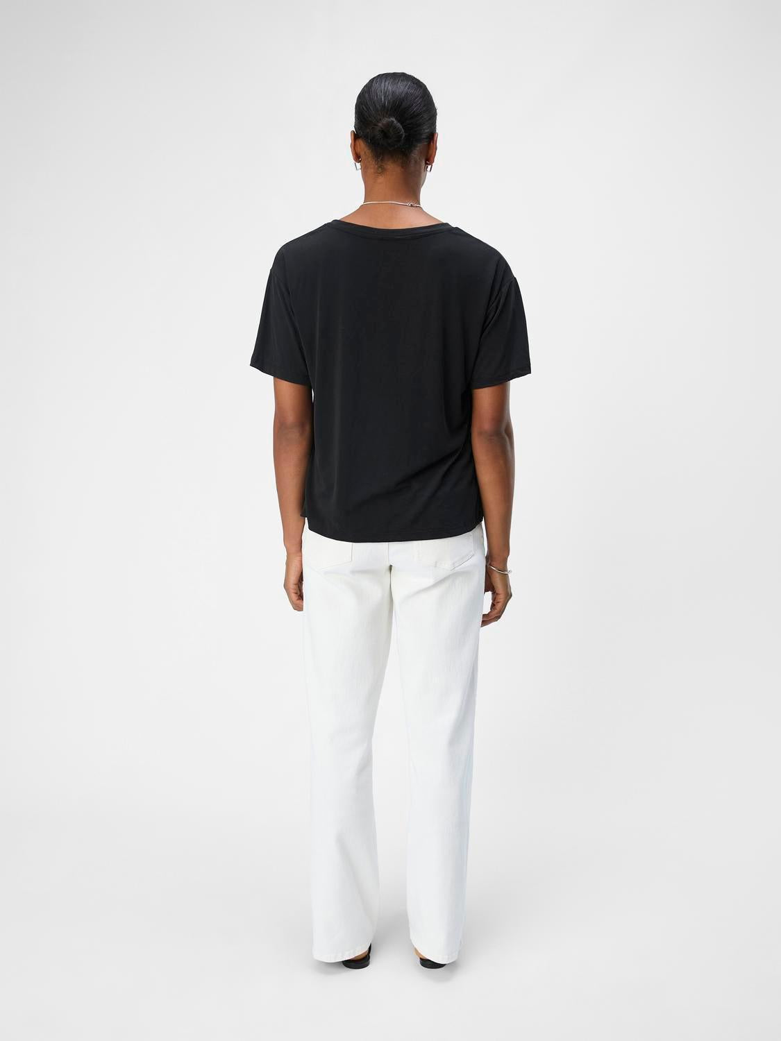 ObjAnnie Re S/S V-neck Top Noos-Overdel-Object Collectors Item-Aandahls