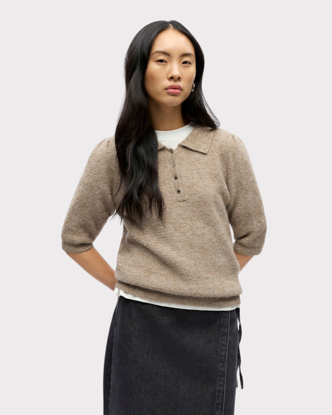 Objanine S/s Re Knit Polo 141 Div-Genser-OBJECT-Aandahls