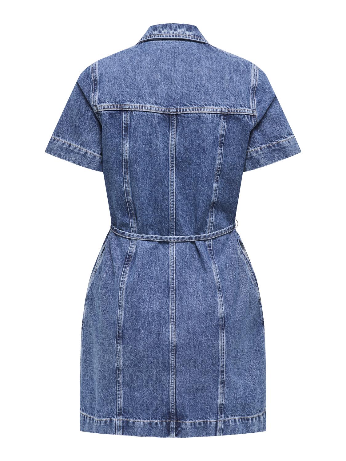 Onlfina SS Belt Dress DNM Cro-Kjole-ONLY-Aandahls