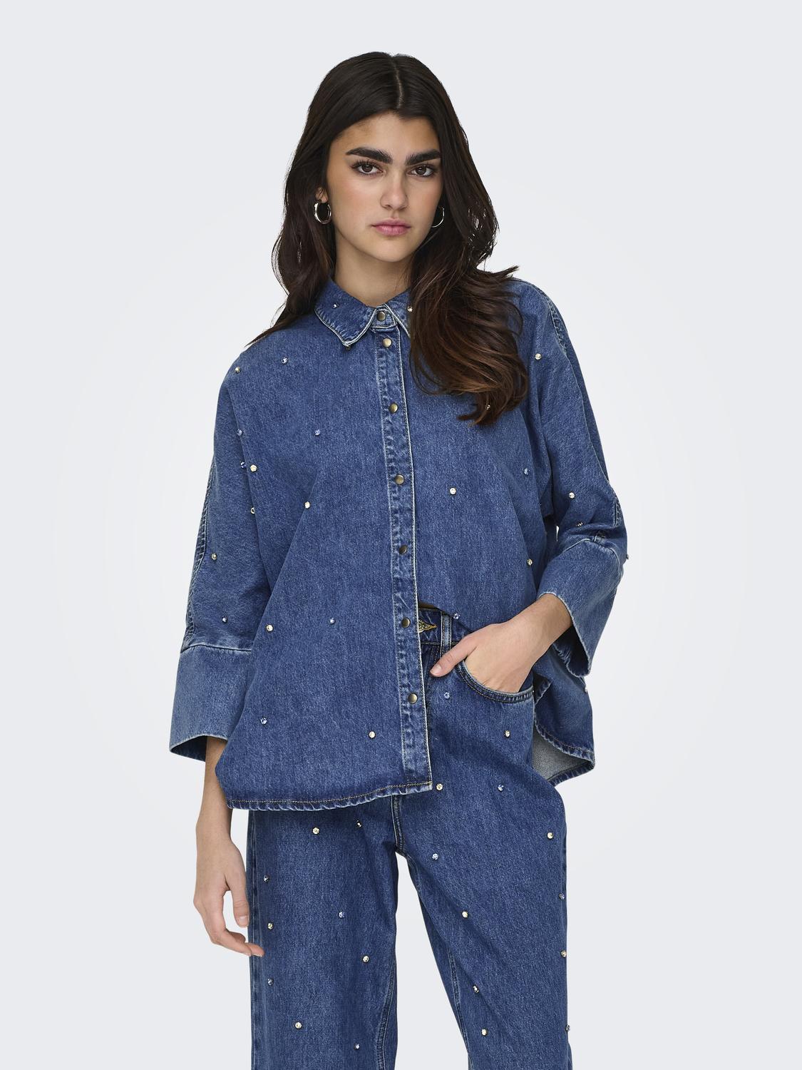 Onlgrace 3/4 Rhinestone MB DNM Shirt Noos-Skjorte-ONLY-Aandahls