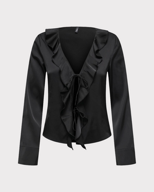 Onlmika Vis Satin L/s Frill Top Wvn-T-shirt-ONLY-Aandahls