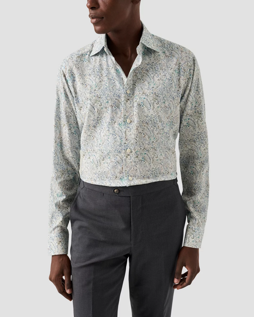 Paisley cotton & tencel contemporary-Skjorte-Eton-Aandahls