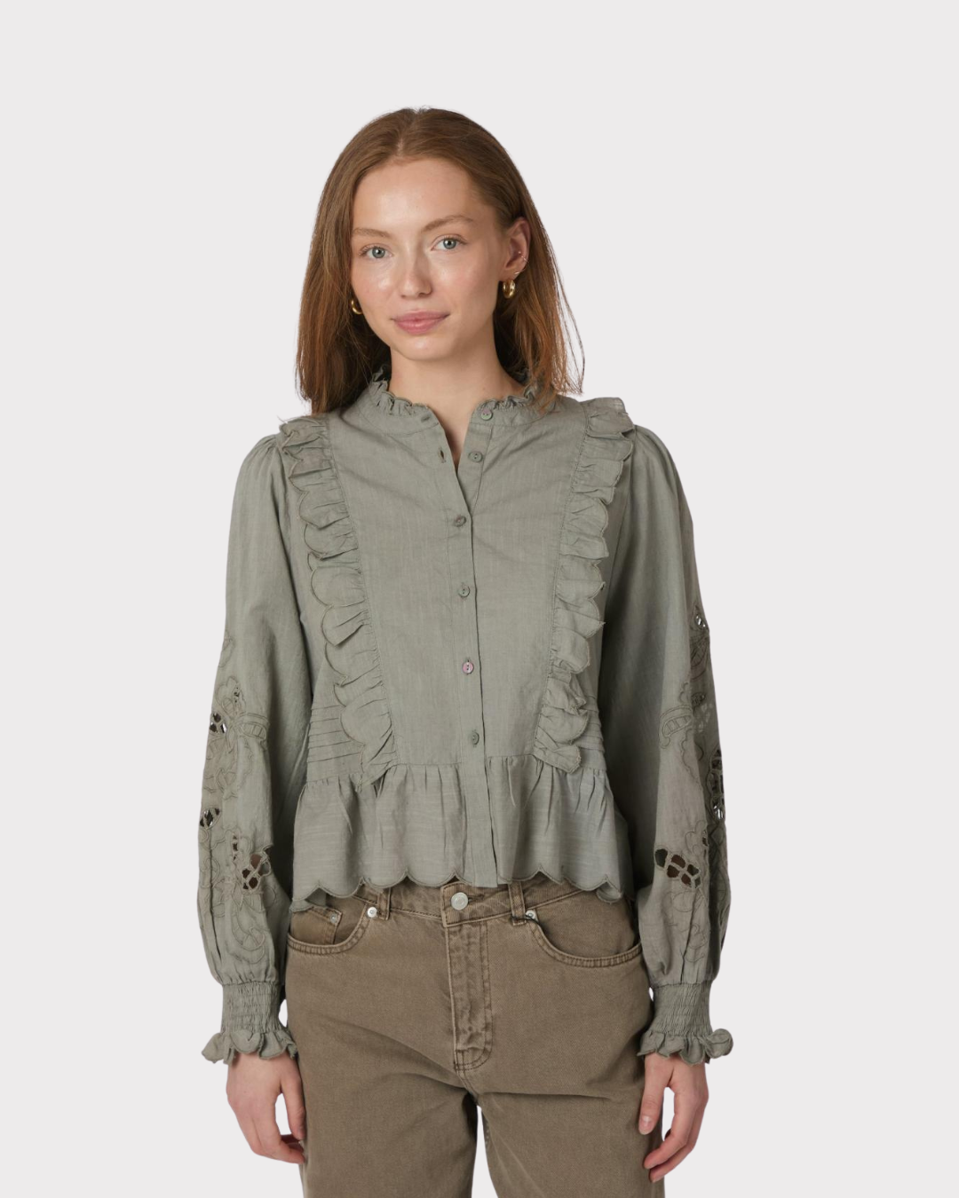 Petrine Embroidery Blouse-Bluser-Neo Noir-Aandahls