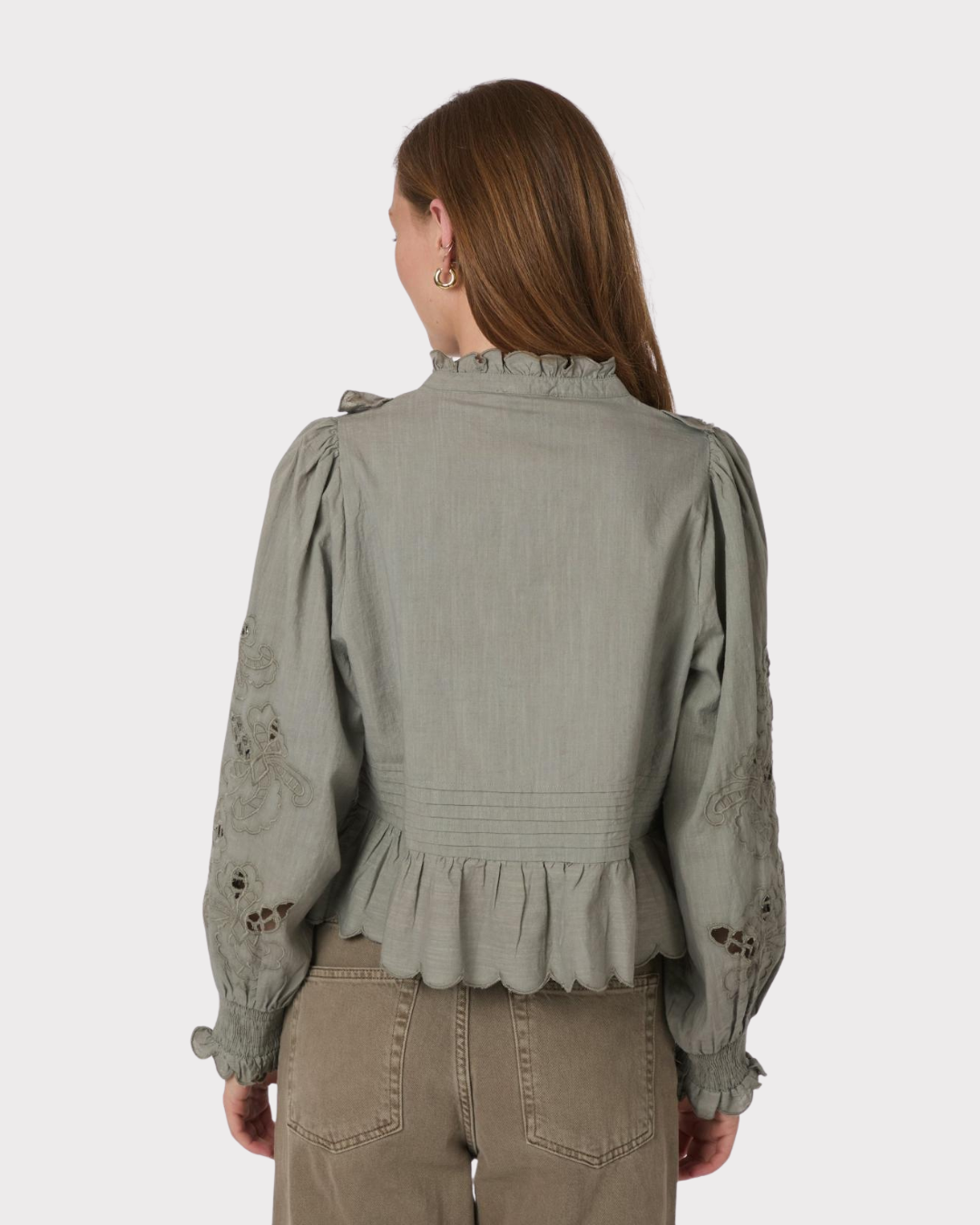 Petrine Embroidery Blouse-Bluser-Neo Noir-Aandahls