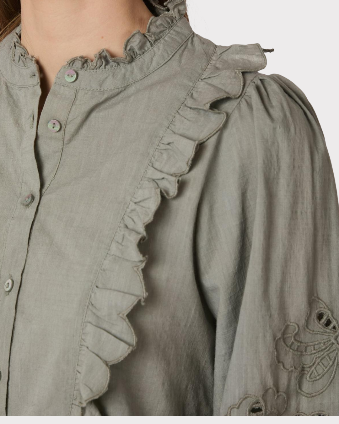 Petrine Embroidery Blouse-Bluser-Neo Noir-Aandahls