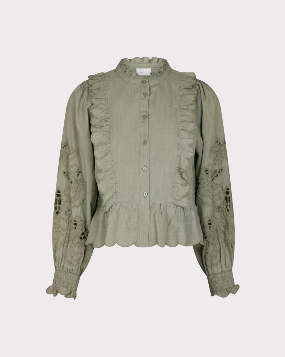 Petrine Embroidery Blouse-Bluser-Neo Noir-Aandahls