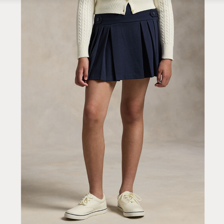 Pleated Ponte Skort-Skjørt-Polo Ralph Lauren-Aandahls