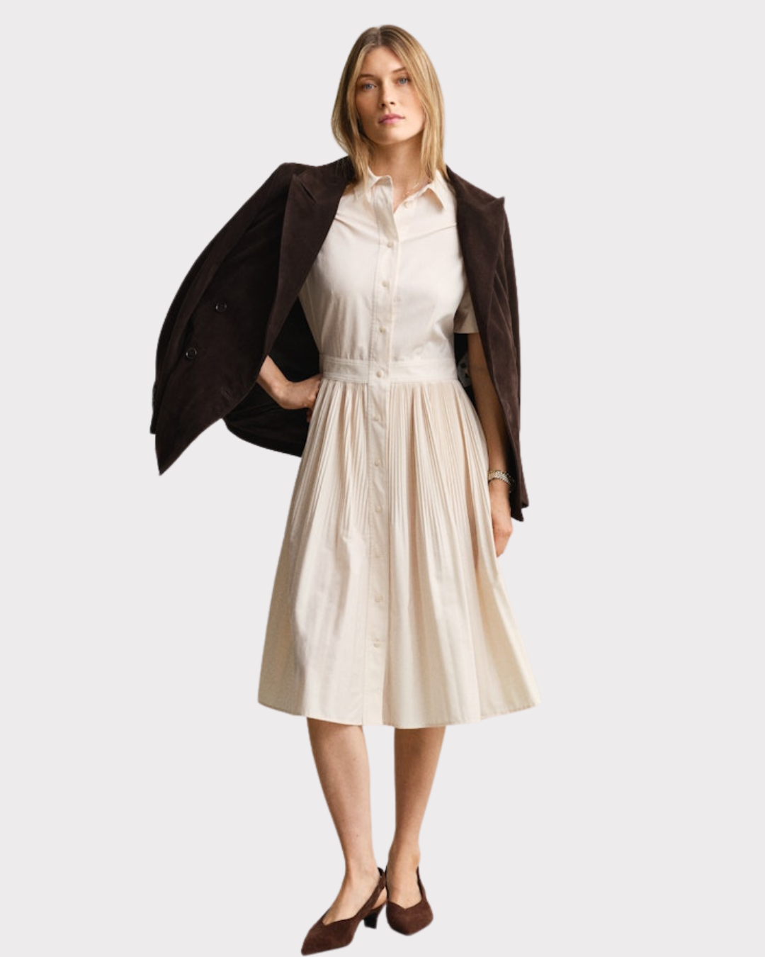 Plisset Skjortekjole I Bomull-Kjole-Gant-Aandahls