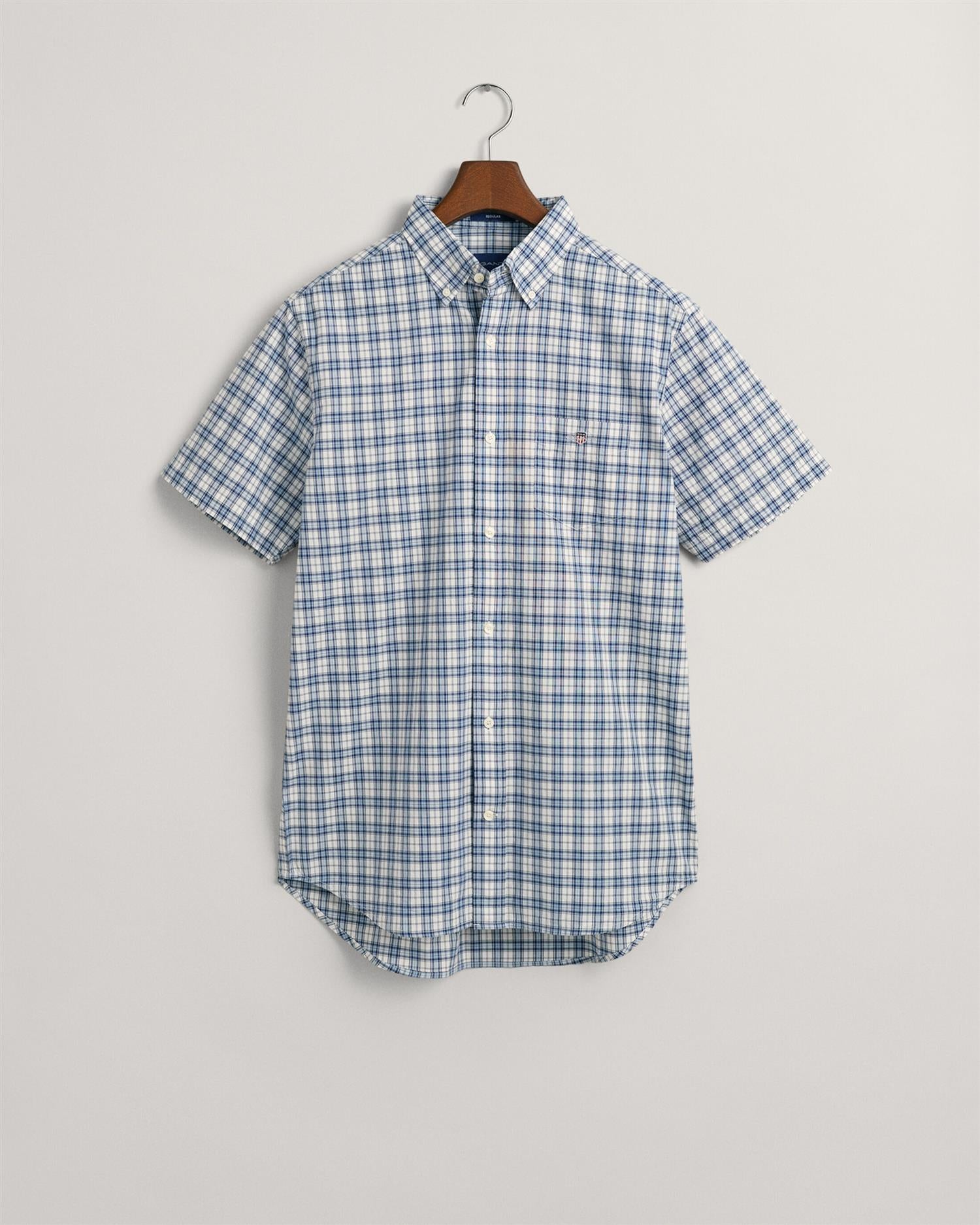 REG POPLIN MICRO CHECK SS SHIRT-Skjorter-Gant-Aandahls