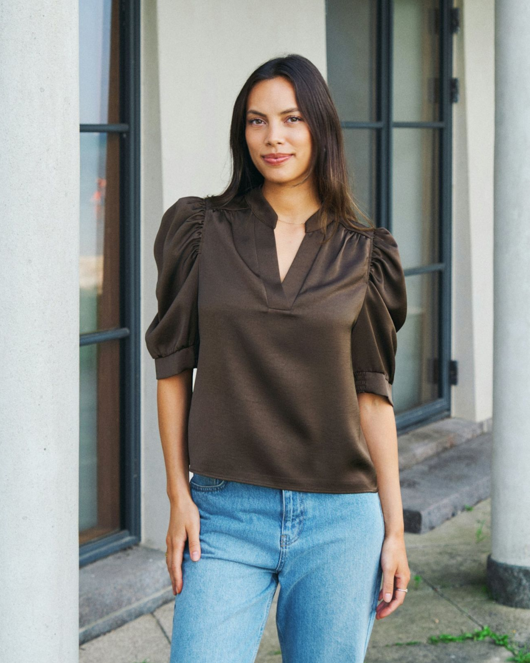 ROELLA HEAVY SATEEN BLOUSE-Overdel-Neo Noir-Aandahls