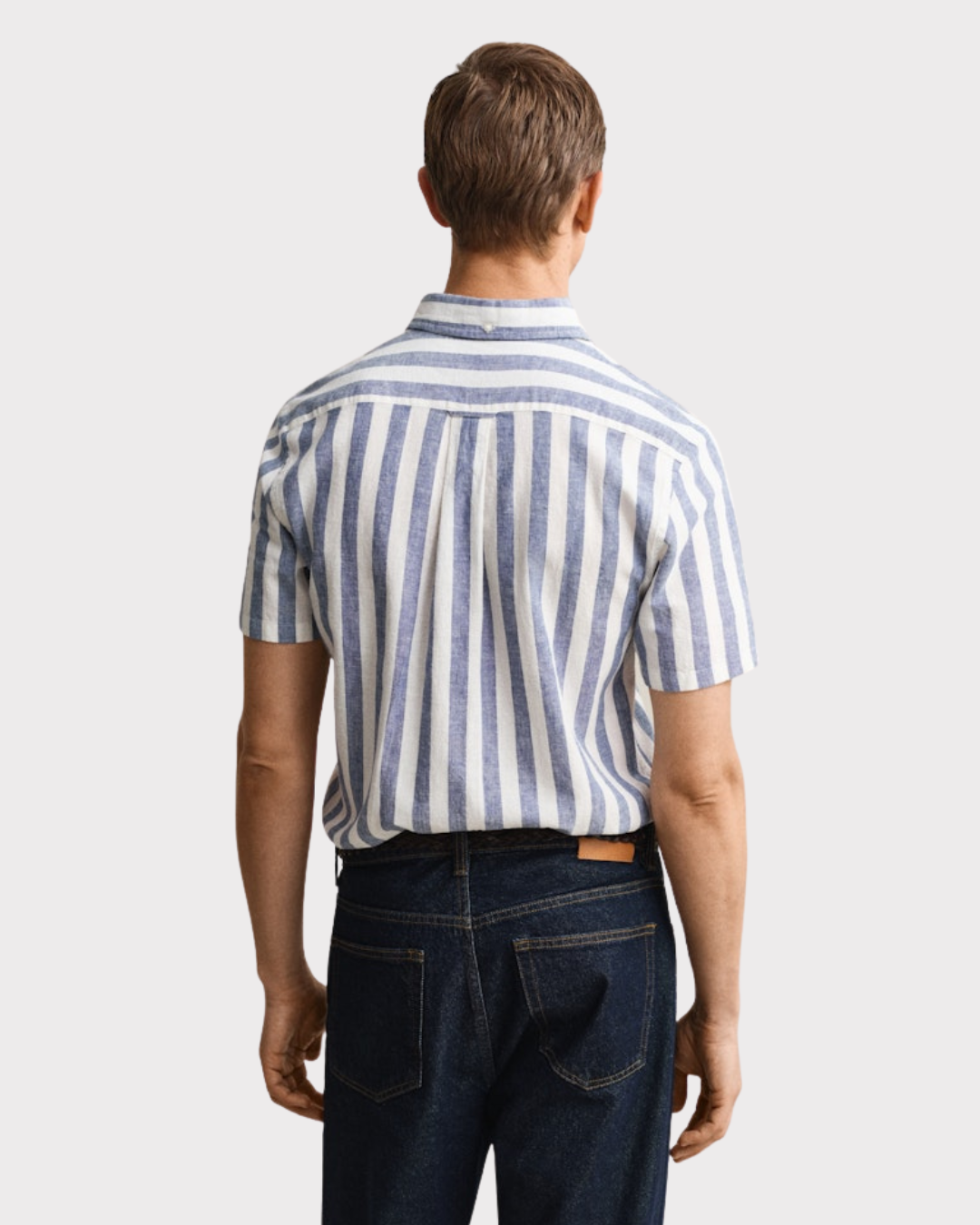 Reg Cotton Linen Stripe Ss Shirt-Skjorte-Gant-Aandahls