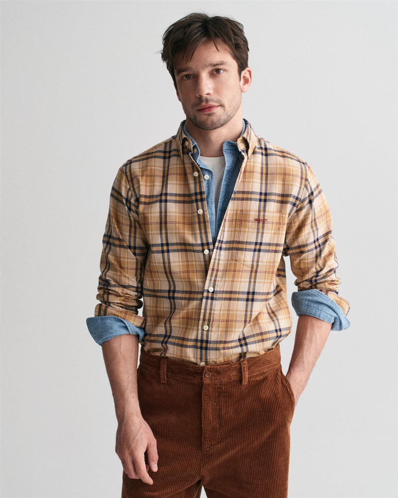 Reg Jaspe Flannel Plaid Shirt-Skjorte-Gant-Aandahls