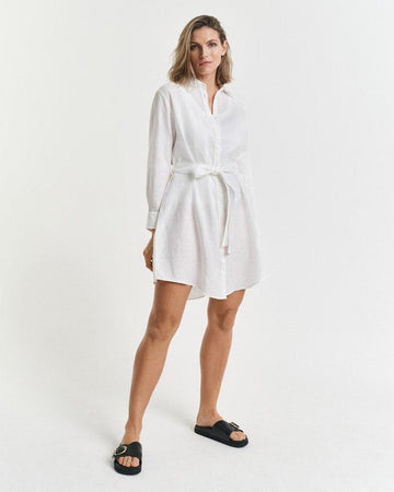 Reg Linen Belted Shirt Dress-Kjole-Gant-Aandahls