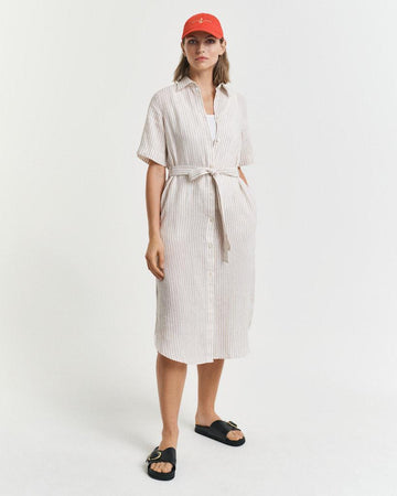 Reg Linen Striped Shirt Dress-Kjole-Gant-Aandahls