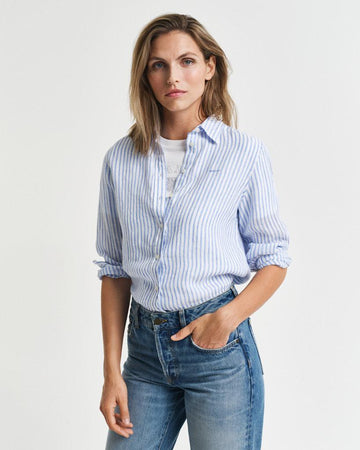 Reg Linen Striped Shirt-Skjorte-Gant-Aandahls