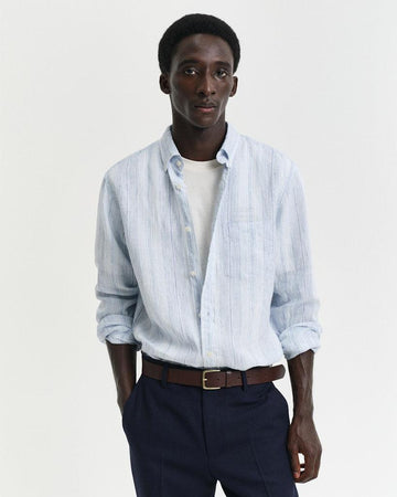 Reg Linen stripe shirt-Skjorte-Gant-Aandahls