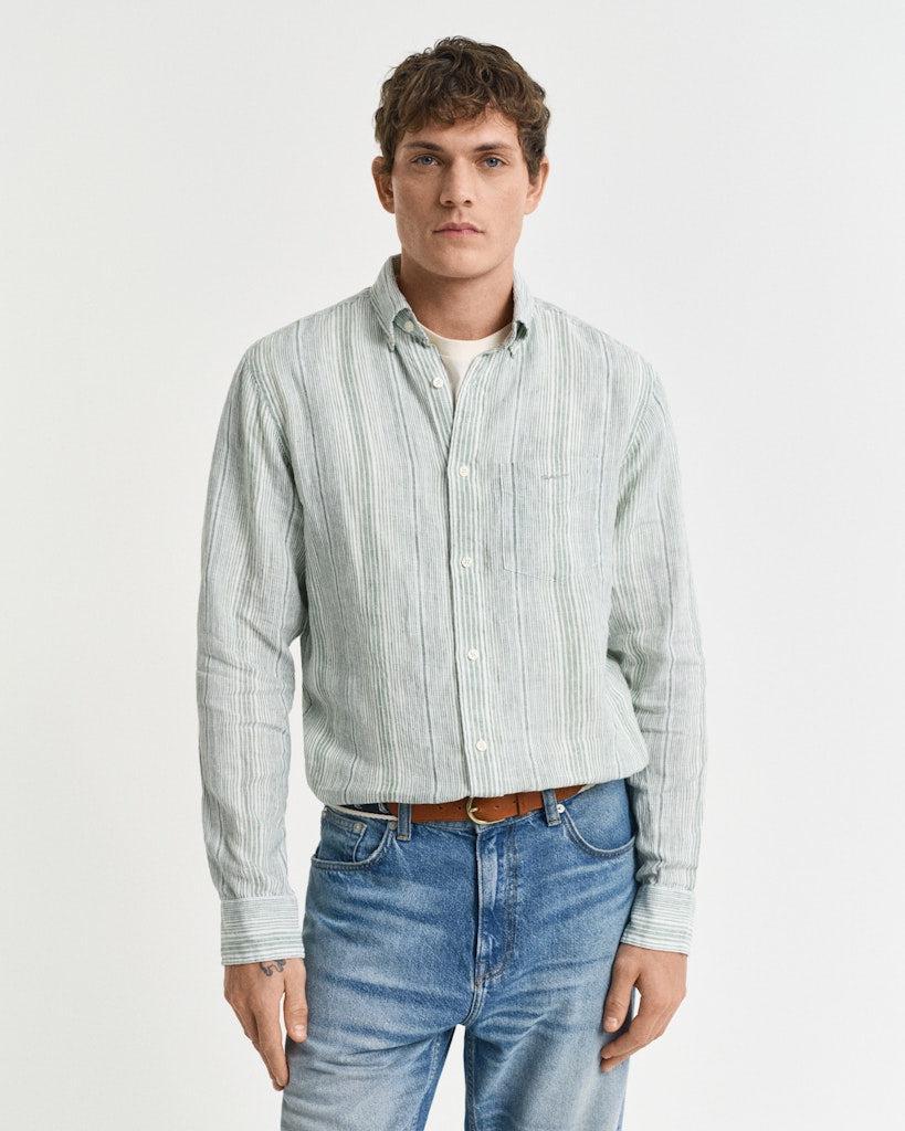 Reg Linen stripe shirt-Skjorte-Gant-Aandahls