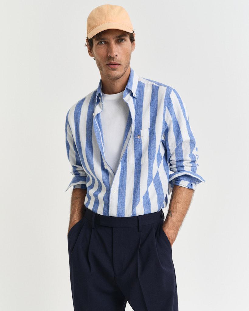 Reg cotton linen bold stripe shirt-Skjorte-Gant-Aandahls