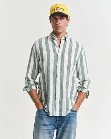 Reg cotton linen bold stripe shirt-Skjorte-Gant-Aandahls