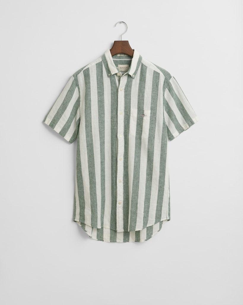 Reg cotton linen stripe ss shirt-Skjorte-Gant-Aandahls