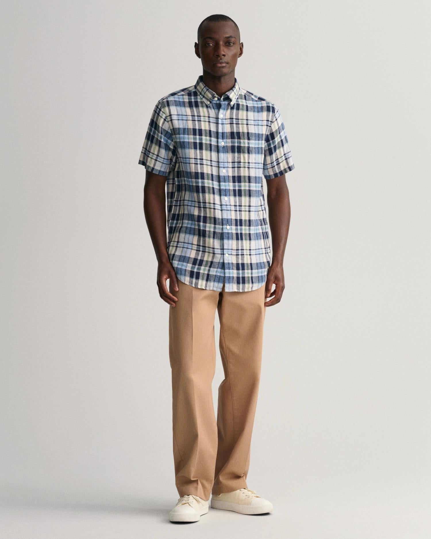 Reg linen madras shirt ss-Skjorter-Gant-Aandahls