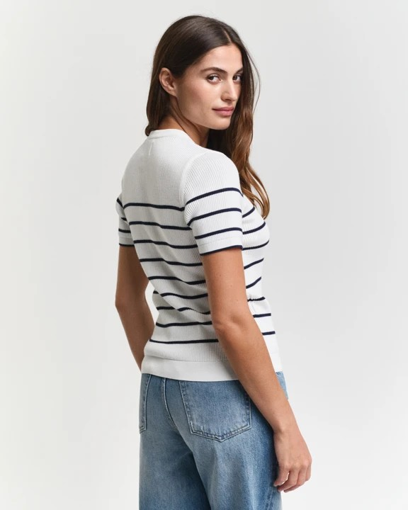 Ribbed bretom c-neck-T-shirt-Gant-Aandahls