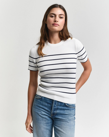 Ribbed bretom c-neck-T-shirt-Gant-Aandahls