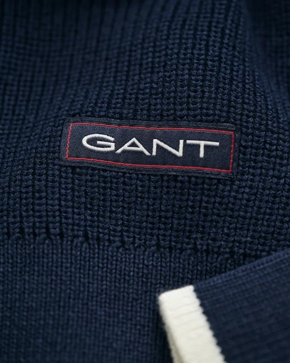 Ribbed cotton half zip-Genser-Gant-Aandahls