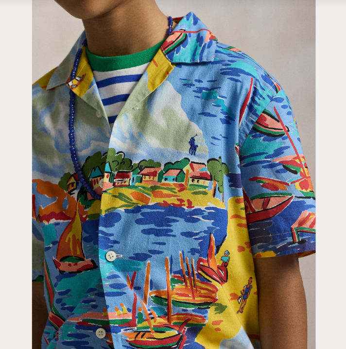 Riviera-Print Cotton Camp Shirt-T-shirt-Polo Ralph Lauren-Aandahls