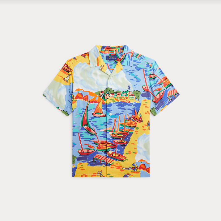 Riviera-Print Cotton Camp Shirt-T-shirt-Polo Ralph Lauren-Aandahls
