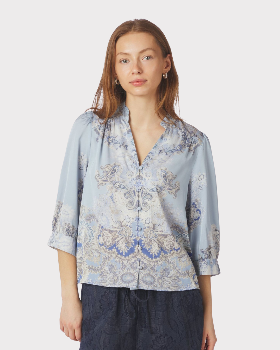 Roselle Artist Paisley Blouse-Overdel-Neo Noir-Aandahls