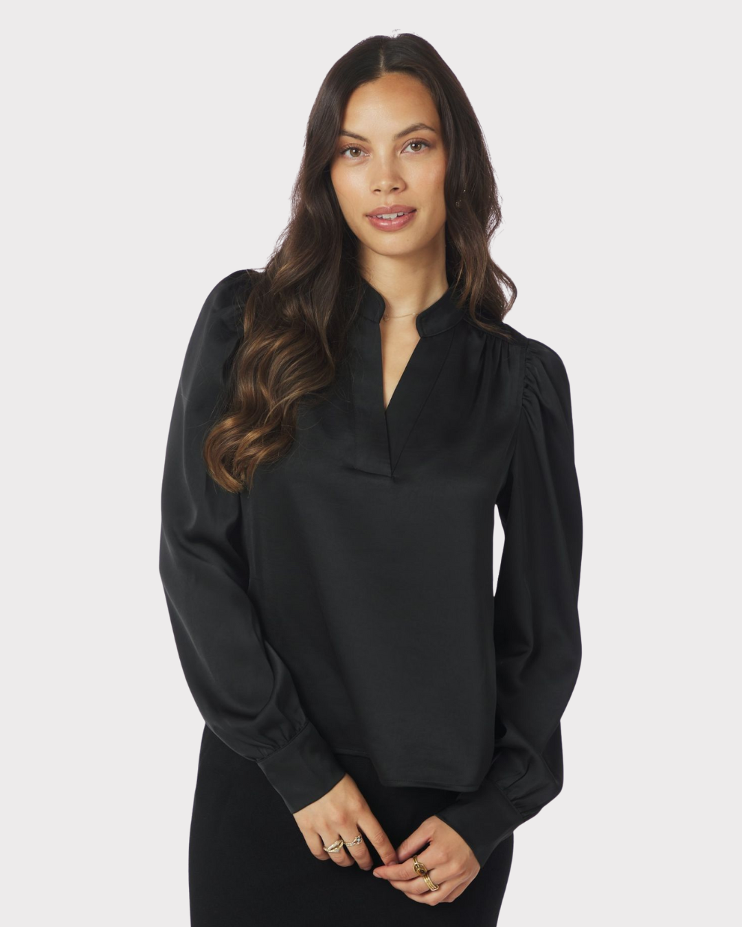 Rosslyn Heavy Sateen Blouse-Overdel-Neo Noir-Aandahls