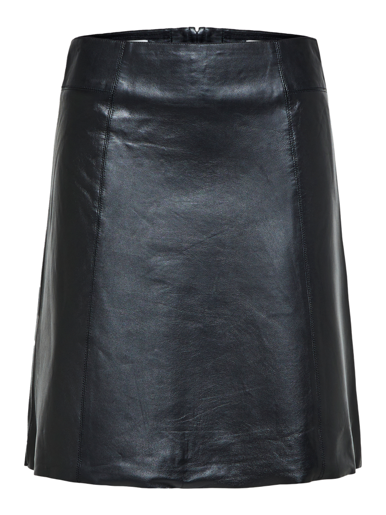 SLFNew IBI MW LEATHER SKIRT B NOOS-Skjørt-Selected Femme-Aandahls