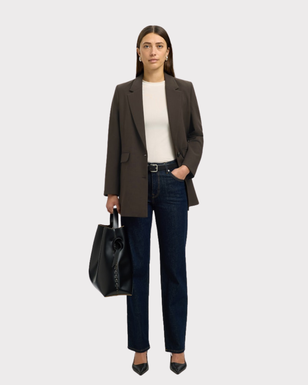 SLFRITA LS RELAXED BLAZER MEL-Blazer-Selected Femme-Aandahls