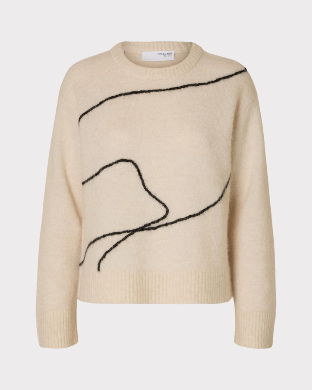 SLFSIA RAS LS KNIT ARTWORK O-NECK-Genser-Selected Femme-Aandahls