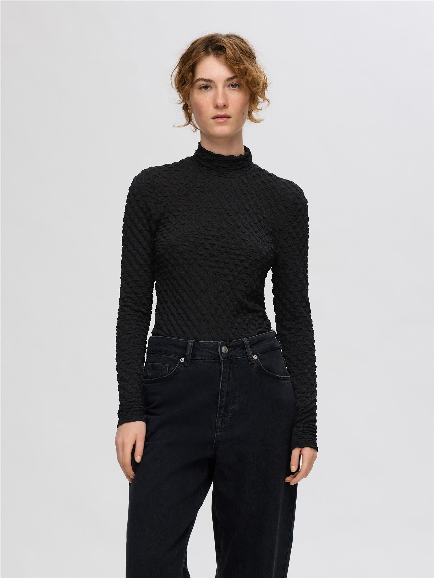 SLFTimmi LS HIGH NECK STRUCTURE TOP-Topper-Selected Femme-Aandahls