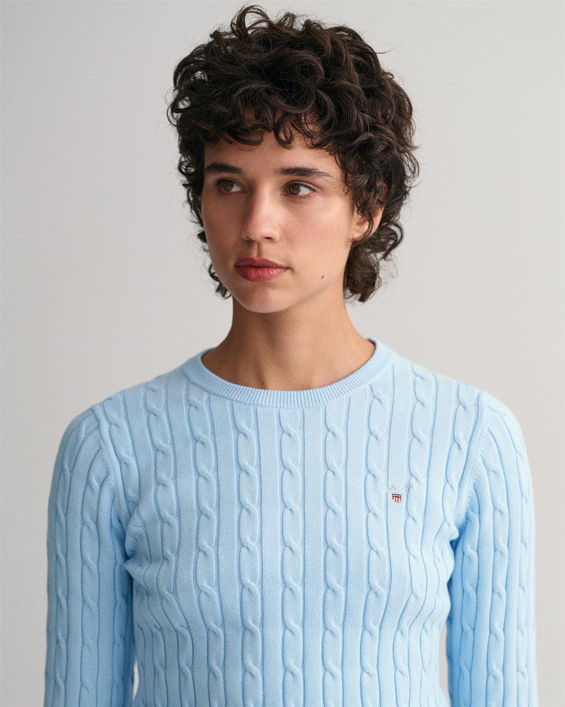 STRETCH COTTON CABLE C-NECK-Strikk-Gant-Aandahls