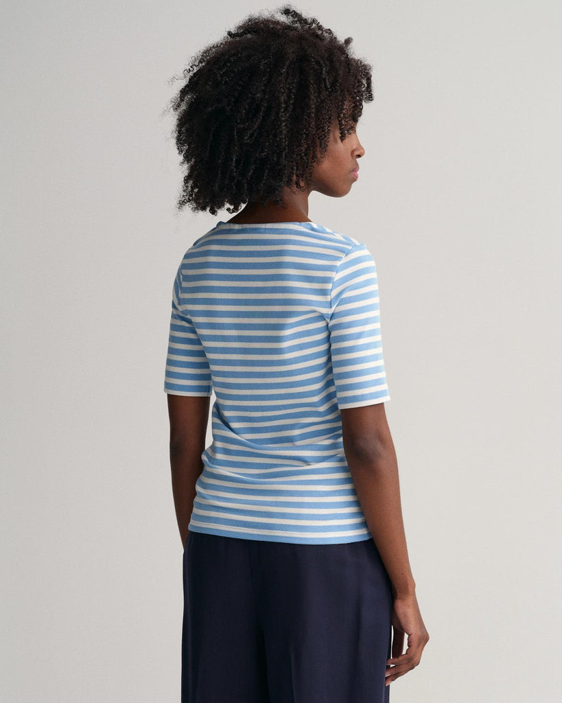 STRIPED 1X1 RIB LSS T-SHIRT-T-shirt-Gant-Aandahls