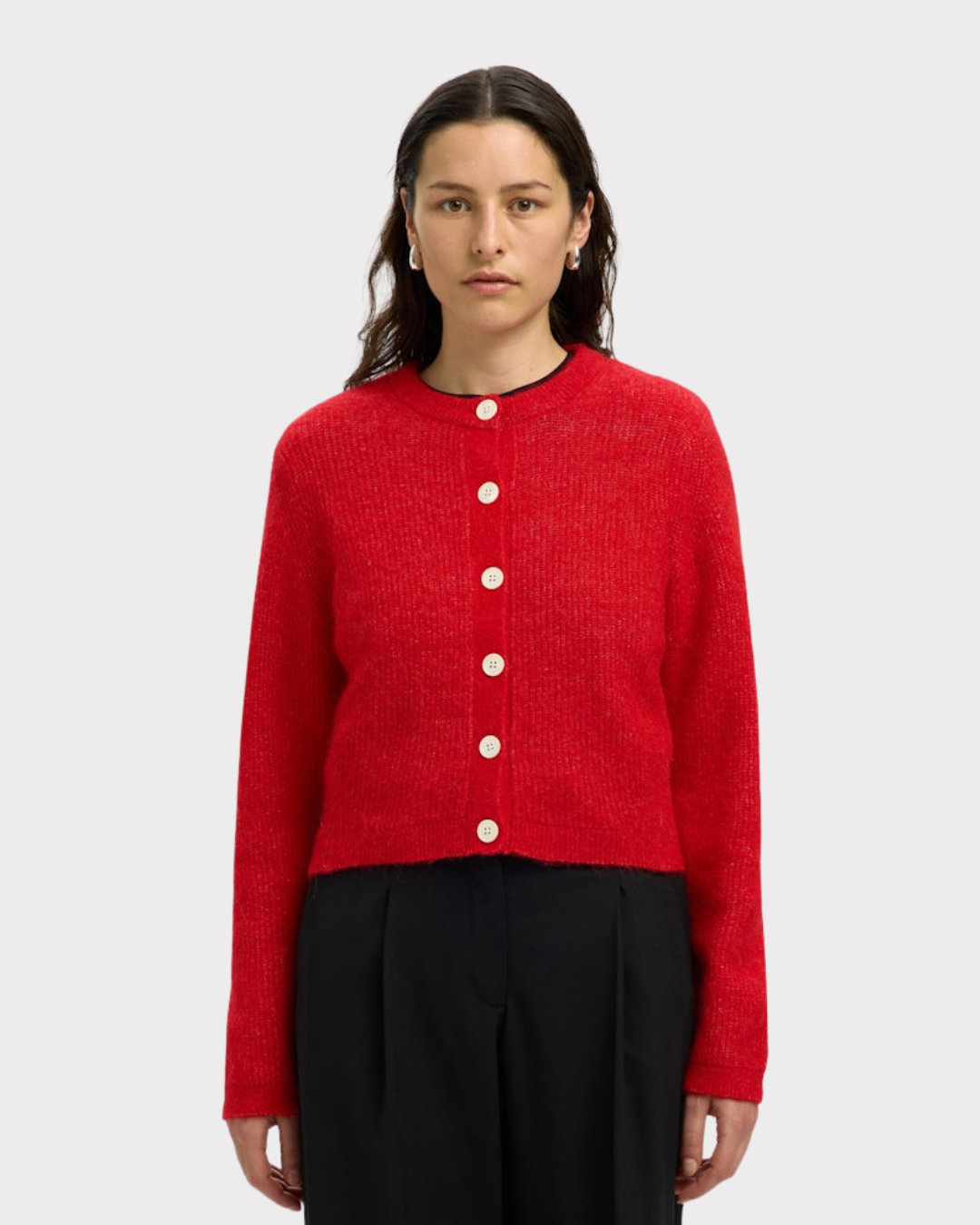 Sia Ras LS Knit Cropped Cardigan-CARDIGAN-Selected Femme-Aandahls