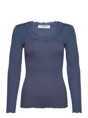 Silk t-shirt w/lace-Overdel-Rosemunde-Aandahls