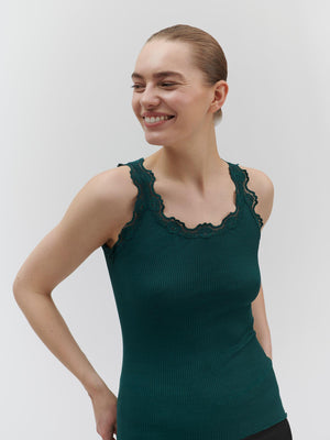 Silk top w/lace-Singlet-Rosemunde-Aandahls